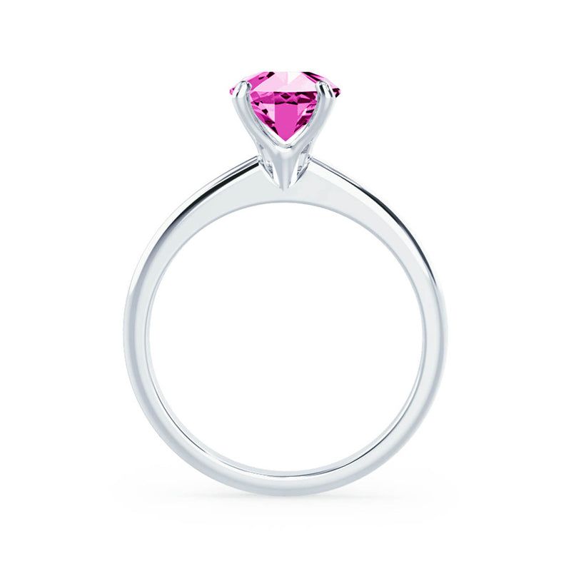 GRACE - Chatham Lab Grown Pink Sapphire Solitaire 18k White Gold Engagement Ring Lily Arkwright