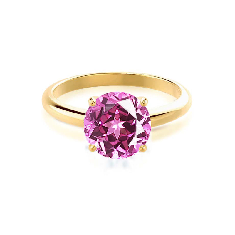 GRACE - Chatham Lab Grown Pink Sapphire Solitaire 18k Yellow Gold Engagement Ring Lily Arkwright