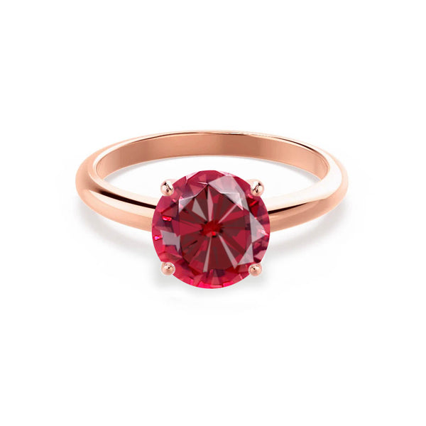 GRACE - Chatham® Lab Grown Ruby Solitaire 18k Rose Gold Engagement Ring Lily Arkwright