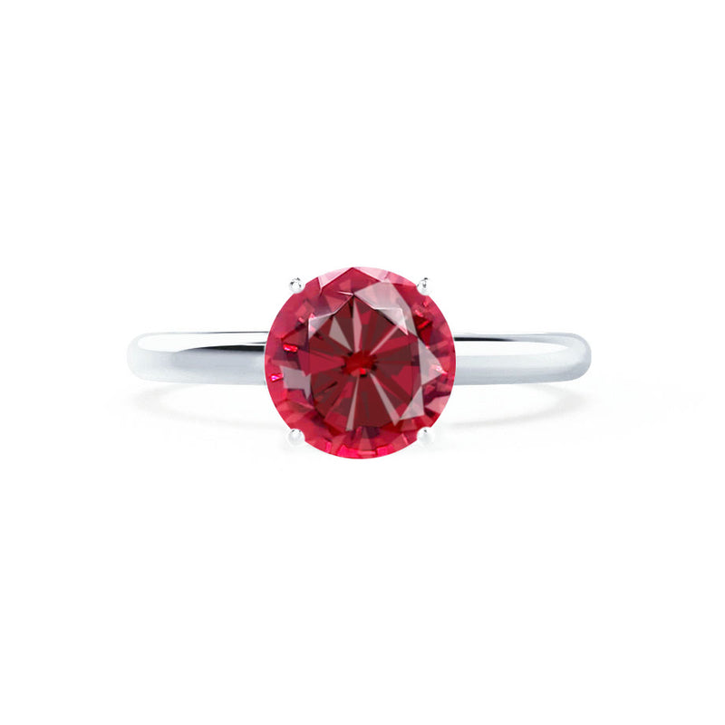 GRACE - Lab Grown Ruby Solitaire 18k White Gold Engagement Ring Lily Arkwright