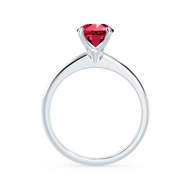 GRACE - Lab Grown Ruby Solitaire Platinum Engagement Ring Lily Arkwright
