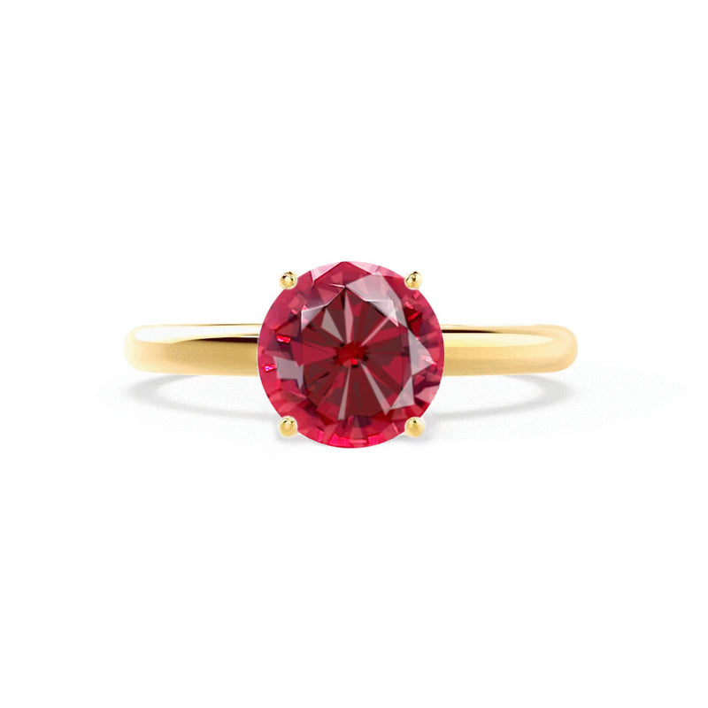 GRACE - Round Ruby Chatham® Lab Grown 18k Yellow Gold Solitaire Ring Engagement Ring Lily Arkwright