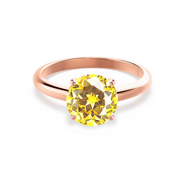 GRACE - Chatham Lab Grown Yellow Sapphire Solitaire 18k Rose Gold Engagement Ring Lily Arkwright