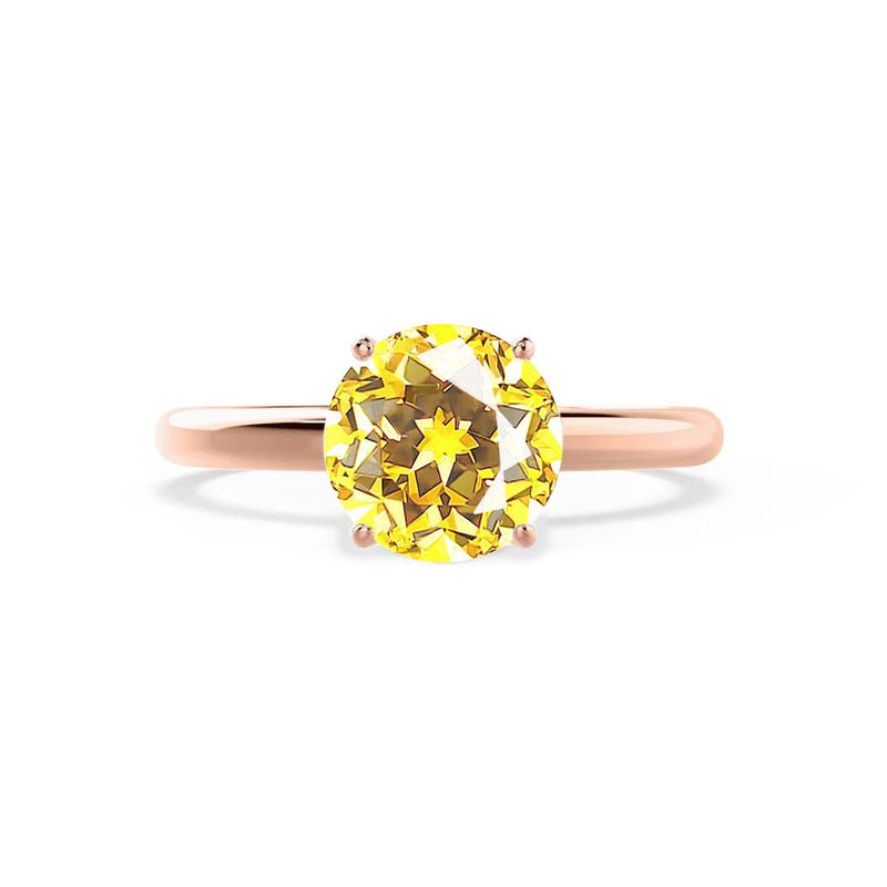 GRACE - Chatham Lab Grown Yellow Sapphire Solitaire 18k Rose Gold Engagement Ring Lily Arkwright