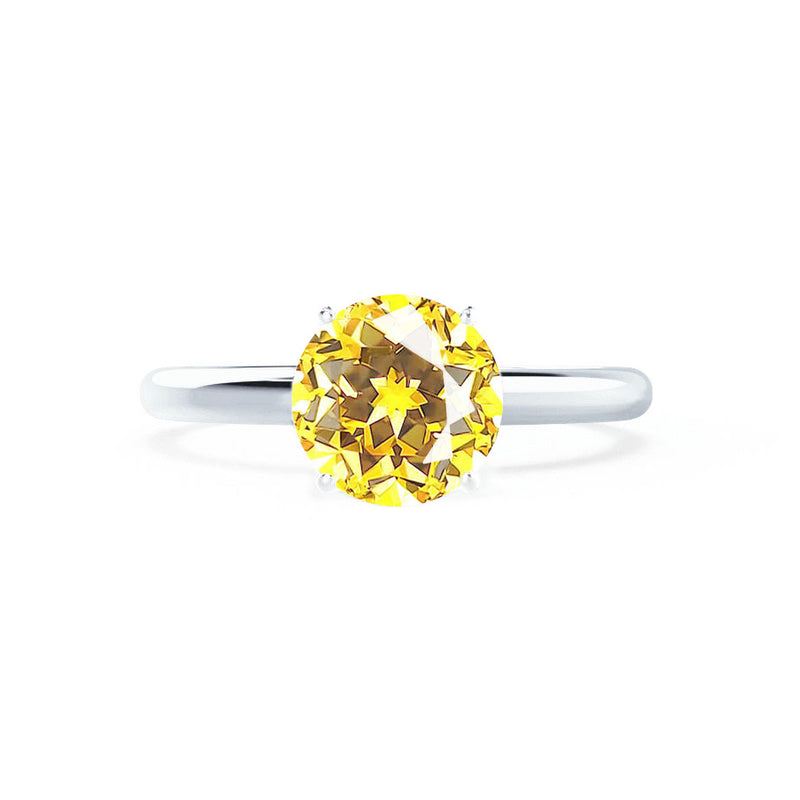 GRACE - Chatham Lab Grown Yellow Sapphire Solitaire 950 Platinum Engagement Ring Lily Arkwright