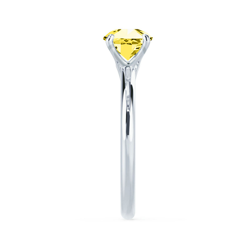 GRACE - Chatham Lab Grown Yellow Sapphire Solitaire 18k White Gold Engagement Ring Lily Arkwright