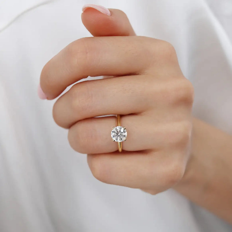 Grace Round Moissanite 18k Yellow Gold Solitaire Ring – Lily