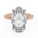 HALLIE - Elongated Oval Lab Diamond Hidden Gallery Solitaire Engagement Ring Inspired by Hailey Bieber
