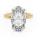 HALLIE - Elongated Oval Lab Diamond Hidden Gallery Solitaire Engagement Ring Inspired by Hailey Bieber
