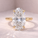 HALLIE - Elongated Oval Lab Diamond Hidden Gallery Solitaire Engagement Ring Inspired by Hailey Bieber