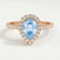 HARLOW - Pear Aquamarine Blue Sapphire & Diamond 18k Rose Gold Halo