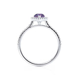 HARLOW - Pear Alexandrite & Diamond 18k White Gold Halo Engagement Ring Lily Arkwright