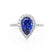 HARLOW - Pear Blue Sapphire & Diamond 18k White Gold Halo Engagement Ring Lily Arkwright