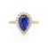 HARLOW - Pear Blue Sapphire & Diamond 18k Yellow Gold Halo Engagement Ring Lily Arkwright