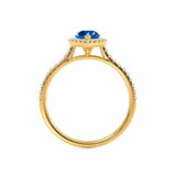 HARLOW - Pear Blue Sapphire & Diamond 18k Yellow Gold Halo Engagement Ring Lily Arkwright
