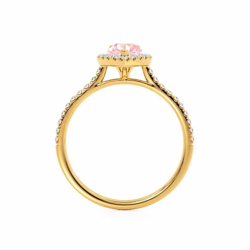 HARLOW - Pear Champagne Sapphire & Diamond 18k Yellow Gold Halo Engagement Ring Lily Arkwright