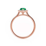 HARLOW - Pear Emerald & Diamond 18k Rose Gold Halo Engagement Ring Lily Arkwright