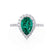 HARLOW - Pear Emerald & Diamond 950 Platinum Halo Engagement Ring Lily Arkwright