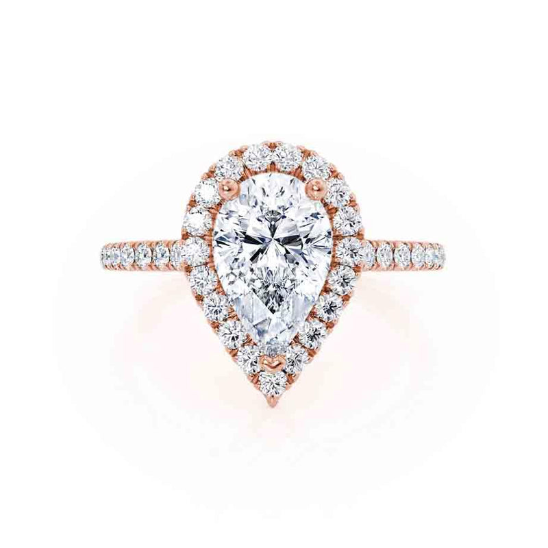 HARLOW - Pear Lab Diamond 18k Rose Gold Petite Halo