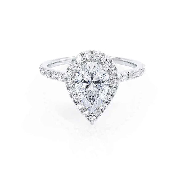 HARLOW - Pear Lab Diamond 18k White Gold Petite Halo