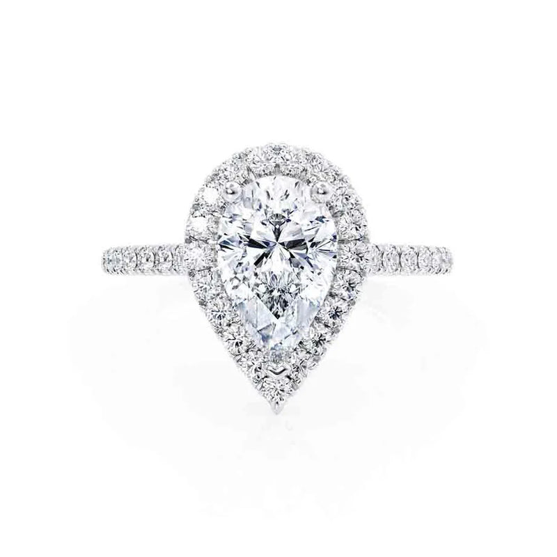 HARLOW - Pear Lab Diamond 18k White Gold Petite Halo