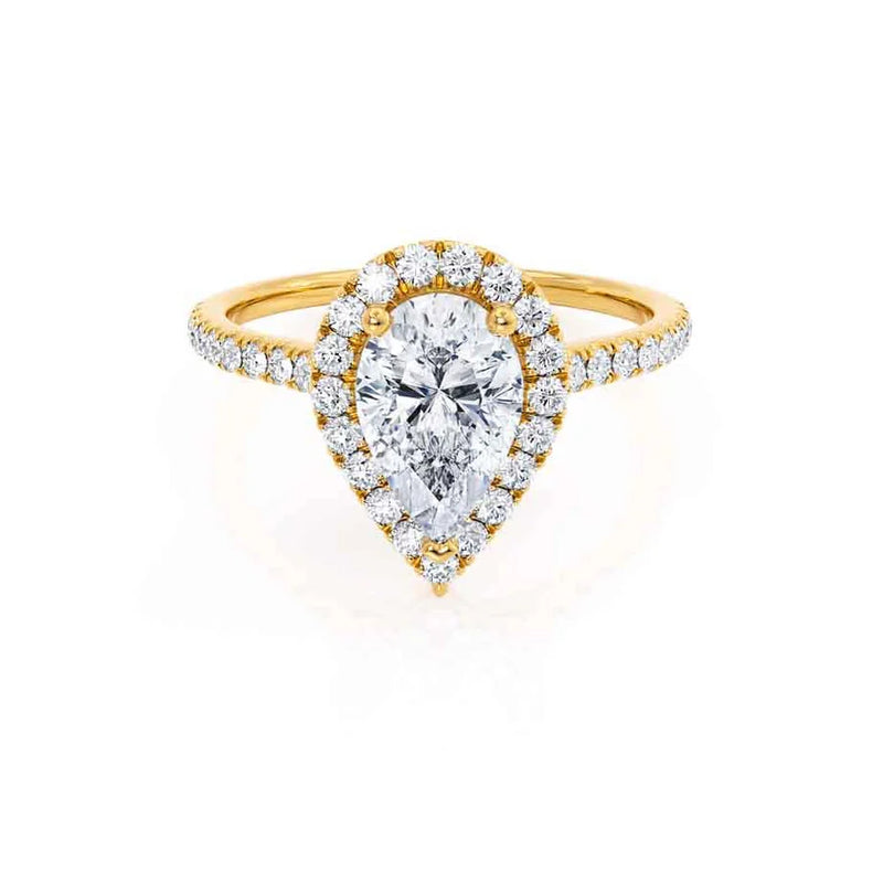 HARLOW - Pear Lab Diamond 18k Yellow Gold Petite Halo