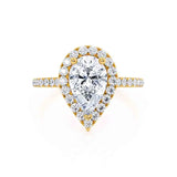 HARLOW - Pear Lab Diamond 18k Yellow Gold Petite Halo