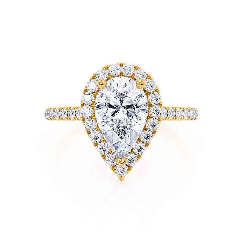 HARLOW - Pear Lab Diamond 18k Yellow Gold Petite Halo