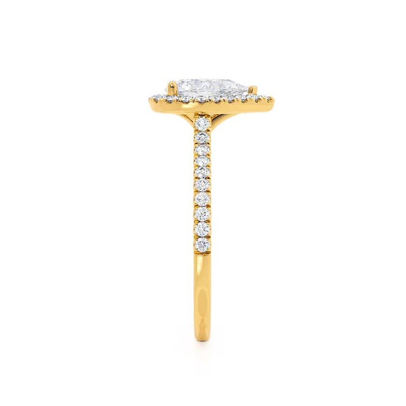 HARLOW - Pear Lab Diamond 18k Yellow Gold Petite Halo