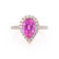 HARLOW - Pear Pink Sapphire & Diamond 18k Rose Gold Halo Engagement Ring Lily Arkwright