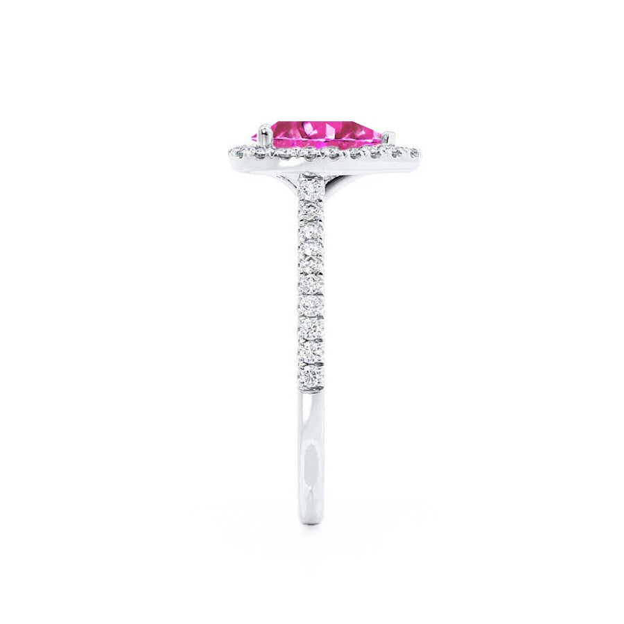 Dazzlingrock Collection Teardrop Pendant - 9x6mm Lab-Created Pink Sapphire & Natural Diamonds, 14K White Gold, 18" Chain - View #9