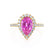 HARLOW - Pear Pink Sapphire & Diamond 18k Yellow Gold Halo Engagement Ring Lily Arkwright