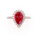 HARLOW - Pear Ruby & Diamond 18k Rose Gold Halo Engagement Ring Lily Arkwright
