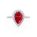 HARLOW - Pear Ruby & Diamond 950 Platinum Halo Engagement Ring Lily Arkwright