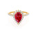 HARLOW - Pear Ruby & Diamond 18k Yellow Gold Halo Engagement Ring Lily Arkwright