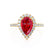 HARLOW - Pear Ruby & Diamond 18k Yellow Gold Halo Engagement Ring Lily Arkwright