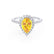 HARLOW - Pear Yellow Sapphire & Diamond 950 Platinum Halo Engagement Ring Lily Arkwright