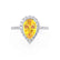 HARLOW - Pear Yellow Sapphire & Diamond 18k White Gold Halo Engagement Ring Lily Arkwright