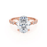 HOPE - Oval Lab Diamond 18k Rose Gold Shoulder Set Ring