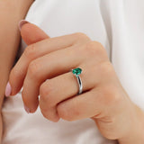 ISABELLA-Chatham 0.72 carat Oval Emerald 18k White Gold Solitaire Engagement Ring Lily Arkwright Ecoms