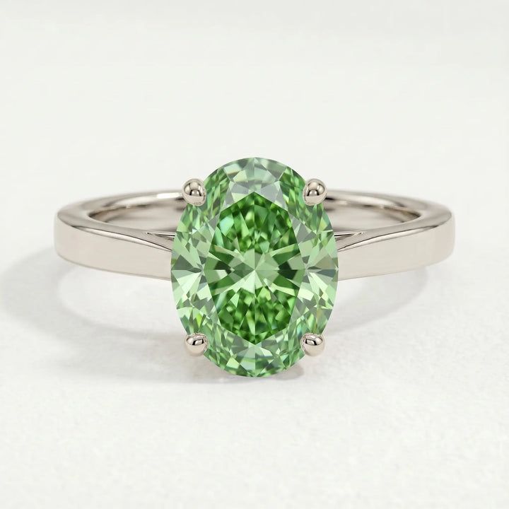 ISABELLA - Oval Green Lab Diamond 950 Platinum Solitaire