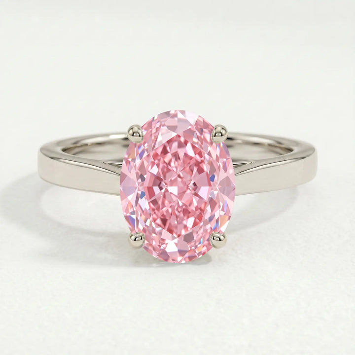 ISABELLA - Oval Pink Lab Diamond 950 Platinum Solitaire