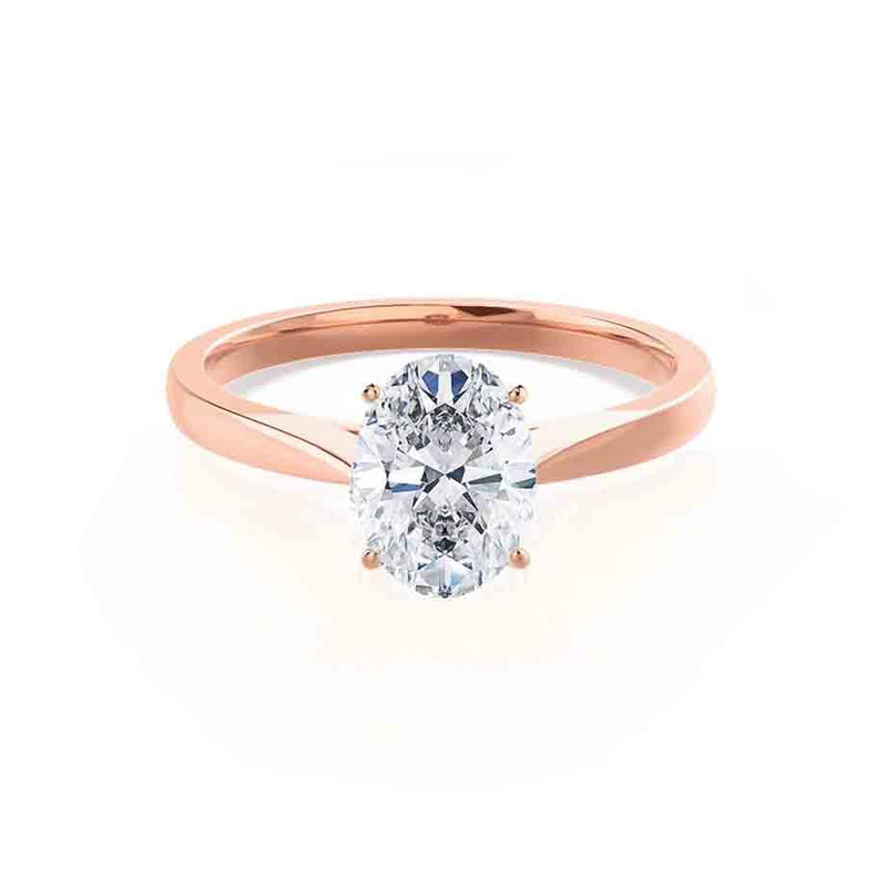 ISABELLA - Oval natural Diamond 18k Rose Gold Solitaire Engagement Ring Lily Arkwright