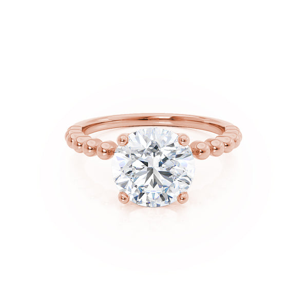 JULANE - Bubble & Bead Solitaire Natural Diamond Engagement Ring 18k Rose Gold Lily Arkwright