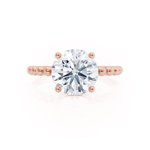 JULANE - Bubble & Bead Solitaire Moissanite Engagement Ring 18k Rose Gold Engagement Ring Lily Arkwright