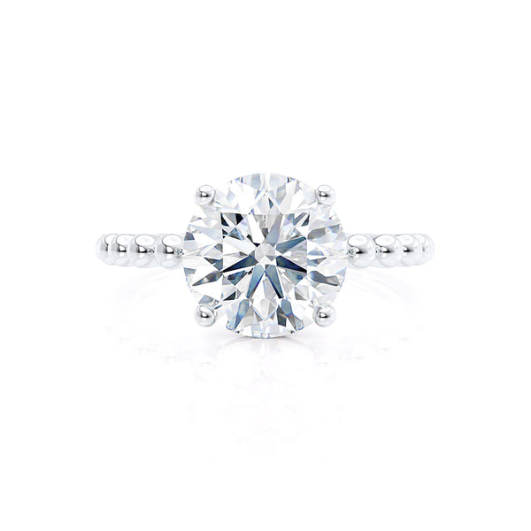 JULANE - Bubble & Bead Solitaire Natural Diamond Engagement Ring 18k White Gold Lily Arkwright