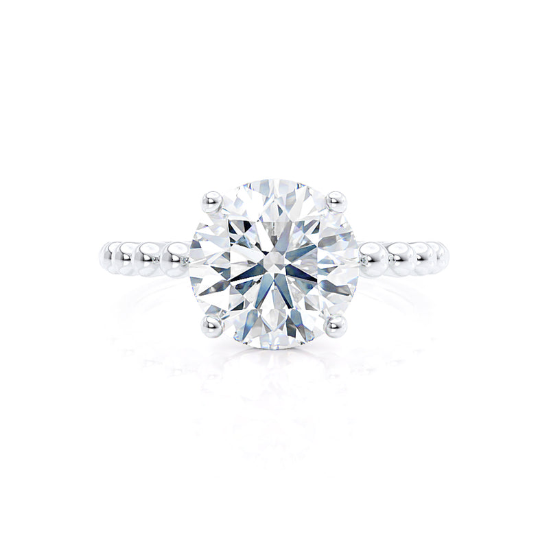JULANE - Bubble & Bead Solitaire Moissanite Engagement Ring 18k White Gold Engagement Ring Lily Arkwright