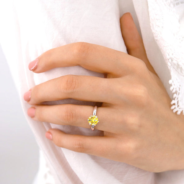 JULIET - Chatham® Round Yellow Sapphire Solitaire Engagement Ring 950 Platinum
