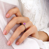 JULIET - Chatham® Round Pink Sapphire Solitaire Engagement Ring 18k Rose Gold