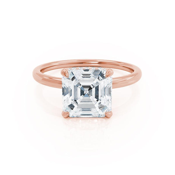 PARIS - Asscher Lab Diamond 18k Rose Gold Petite Hidden Halo